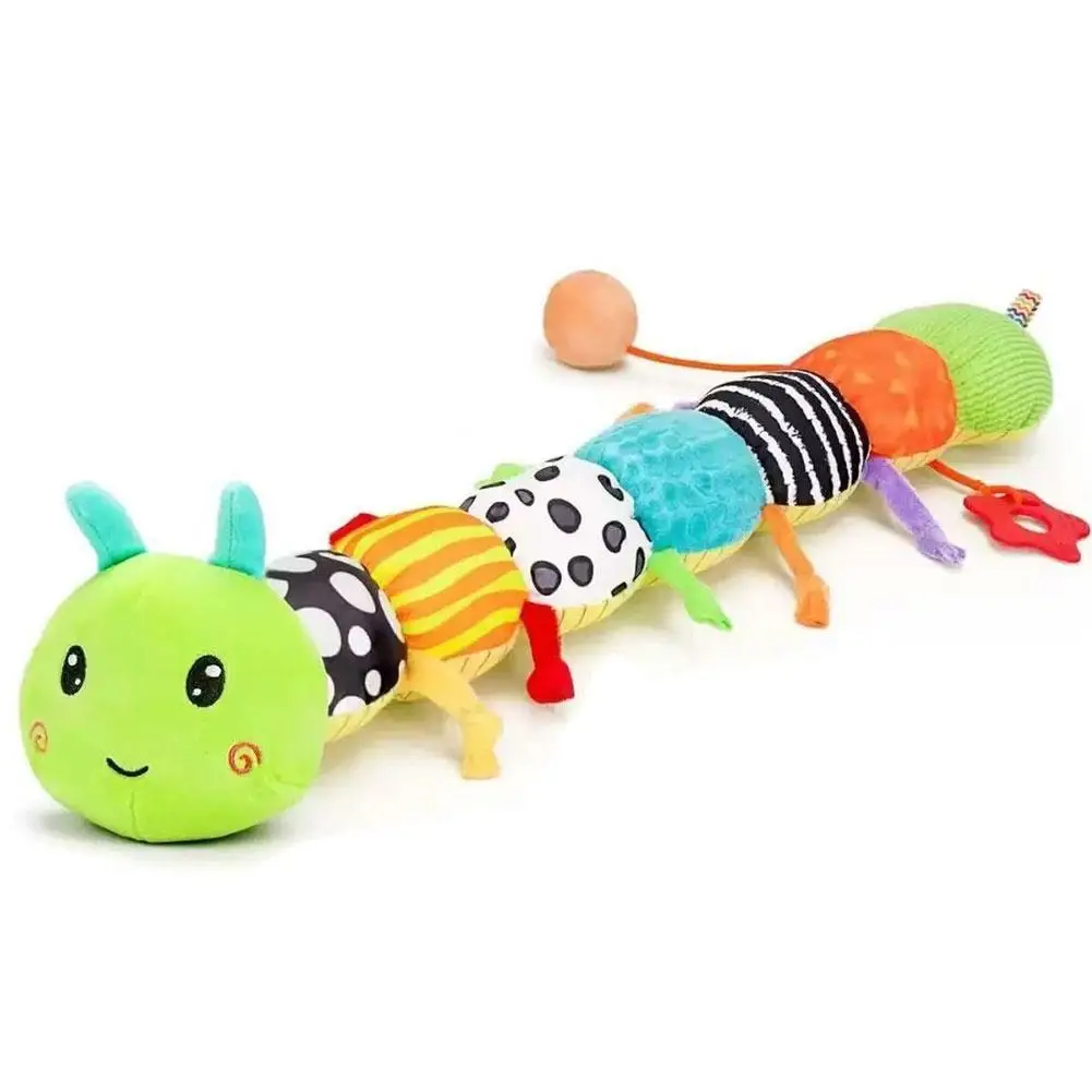 Musical Caterpillar Plush Toy with Crinkles and Rattles Sensory Toy for Kids Cute Tummy Time Toys Soft Sensory Toys