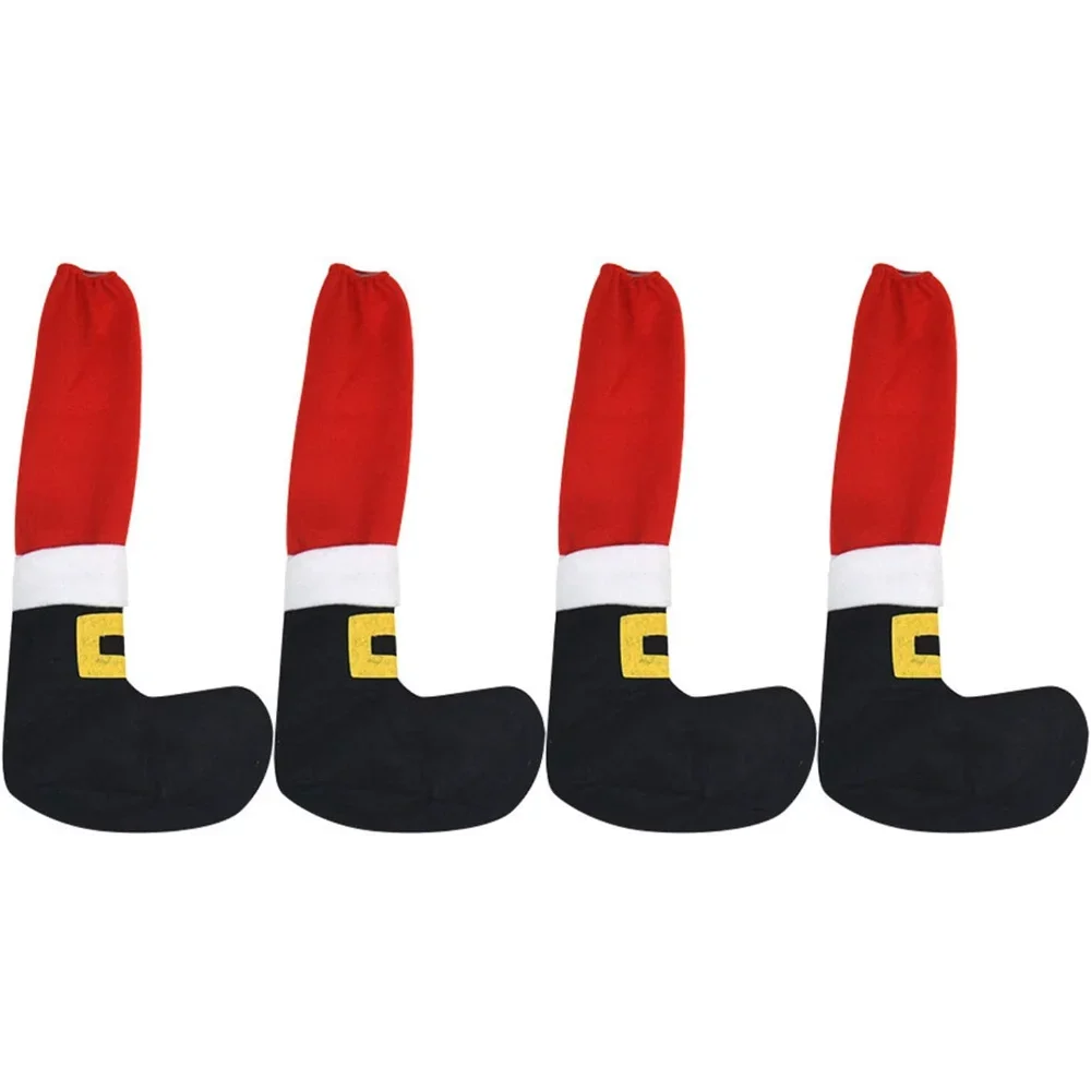 4pcs Christmas Funny Furniture Socks Xmas Elves Table Socks, Chair Leg Cover, Floor Protectors For Holiday Party,Home Decoration