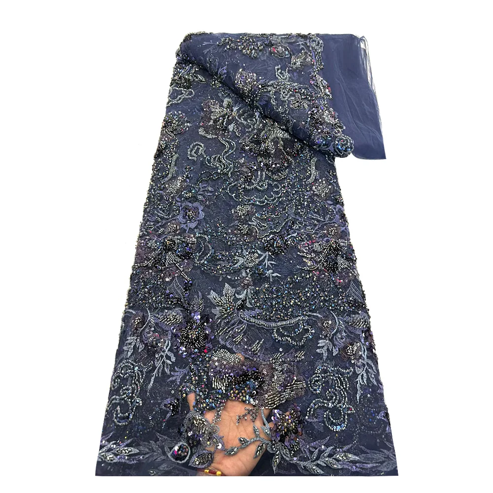 

Африканская муслиновая кружевная ткань с блестками и бисером, 2024, французская вышивка, тяжелая кружевная ткань с бисером, нигерийское шитье для свадебной вечеринки