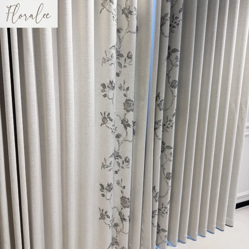 Chenille Embroidered Curtains for Living Dining Room Bedroom Blackout Curtains High-end Balcony Window Screen Customized Decor