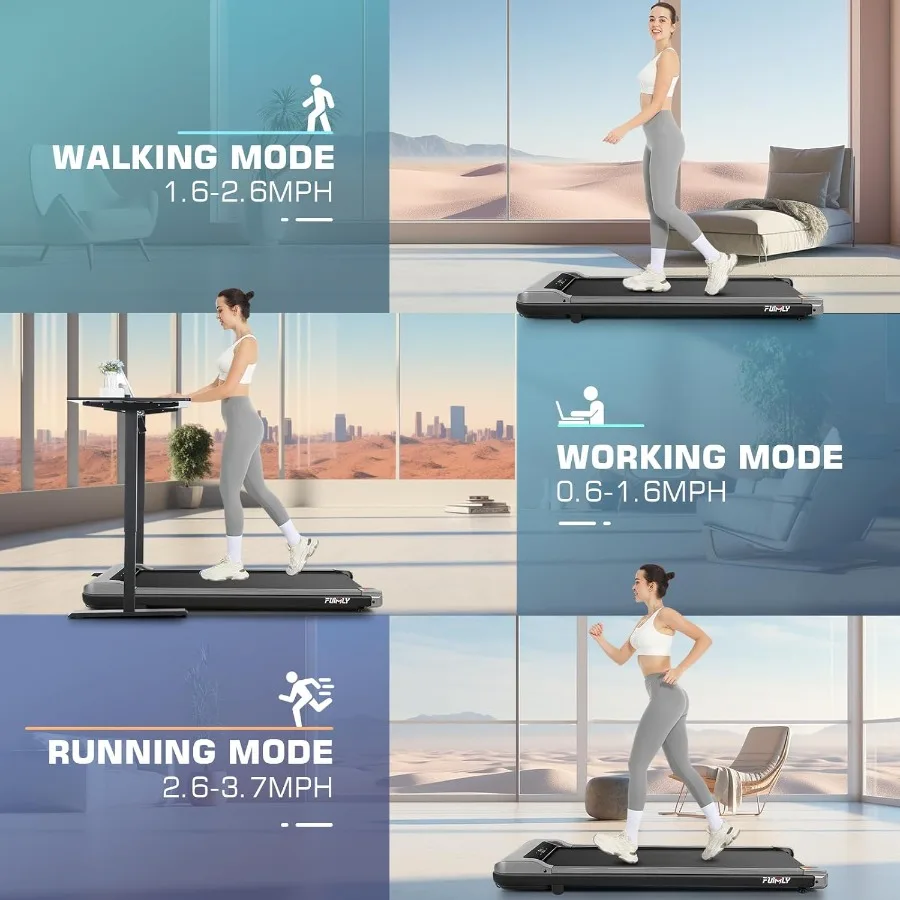 Walking Pad Laufband 2,5 PS Leises Laufband unter dem Schreibtisch mit breitem Laufband Tragbare Laufbänder für das Heimbüro Kleine LED-Dis
