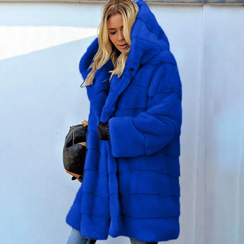 Novo oversize inverno casaco de pele das mulheres do falso pele de raposa blusão com capuz longo parkas jaquetas acolchoado quente