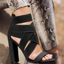 2024 New Style Fashion Ladies Summer Sexy High Heel Party Shoes Ladies Open Toe Thick With Women's High Heels Sandal