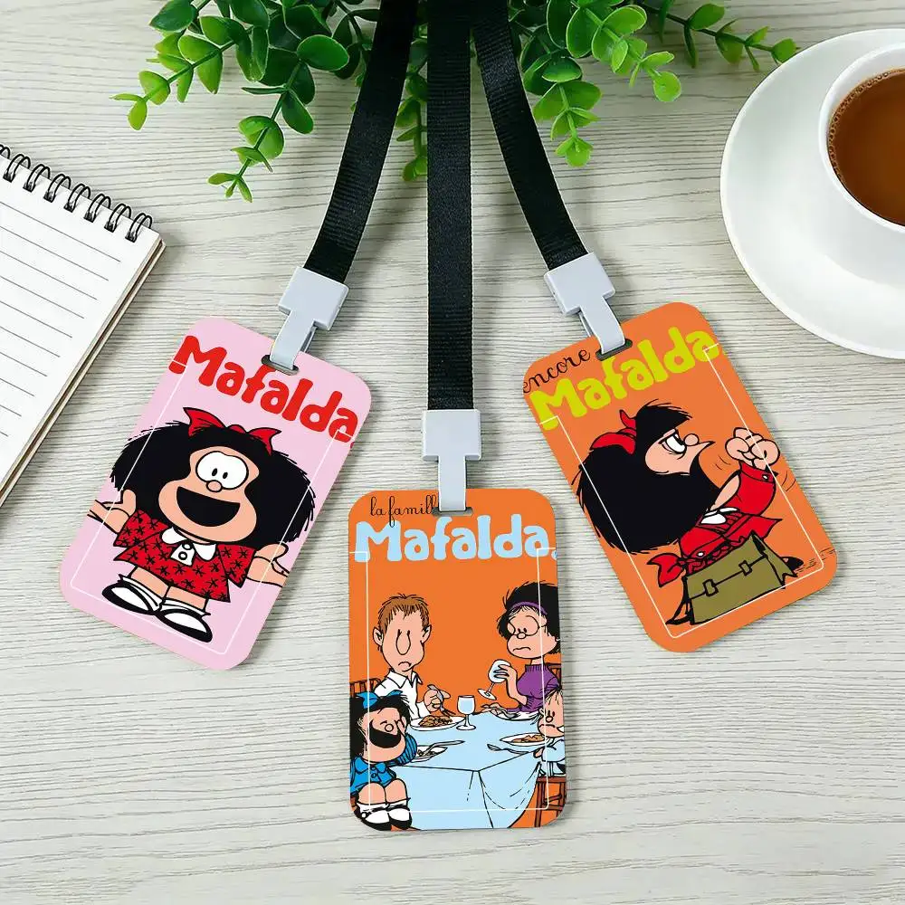 

Черные держатели для карт Mafalda Girl с ремешком на шею для студенческих карт питания и удостоверений личности, для школы
