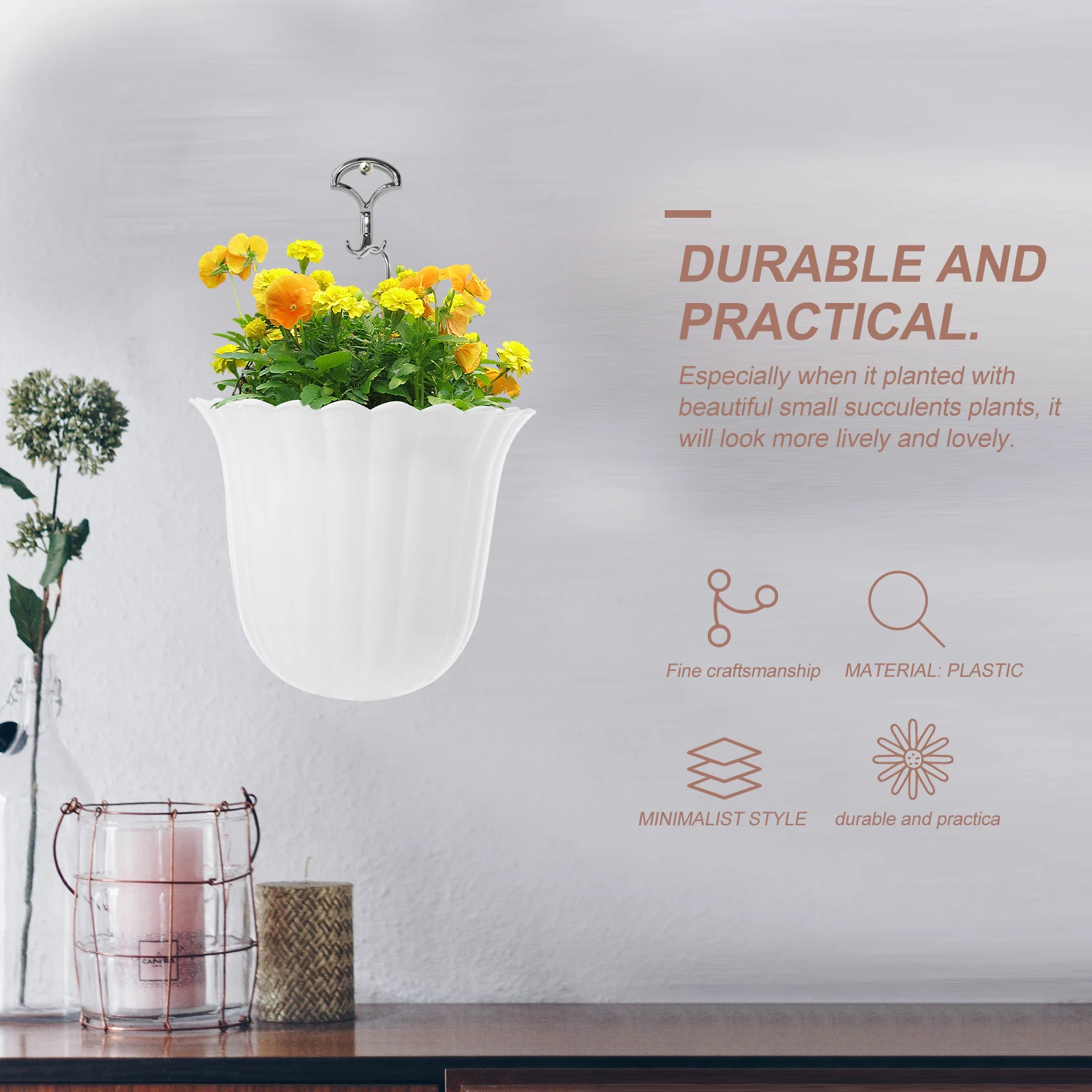 

2pcs Wall-mounted Planter Pots for Indoor Plants Green Hanging Wall Planters with Drainage Holes Succulents Cactus Herbs