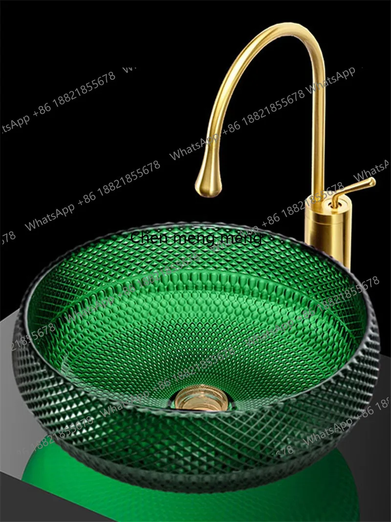 

Toilet circular high white glass countertop basin, washbasin, household small unit washbasin, artistic washbasin