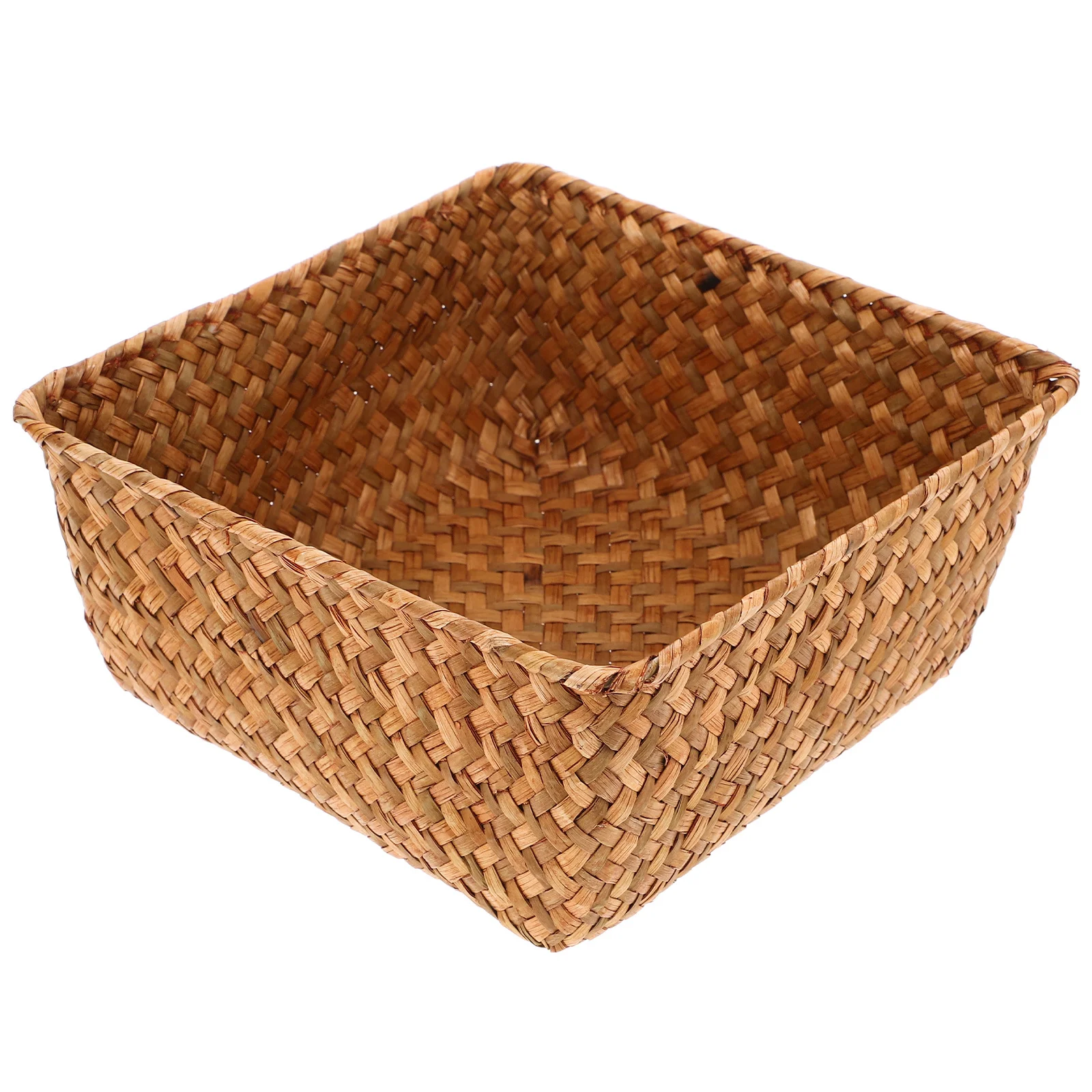 

Natural Seagrass Woven Basket Large Kitchen Organizer Box Desktop Storage Holder for Garlic Ginger Sundry Decorative Box