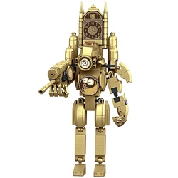 MOC Gold Skibidi Toilet Man Building Blocks Toys Titan Clock Man Female TV personality Model Diy Gift Toys For Children Kids