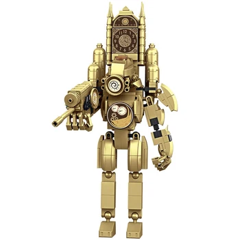 MOC gold Skibidi toilet man building blocks toys Titan clock man woman TV personality model Diy gift toys for children kids