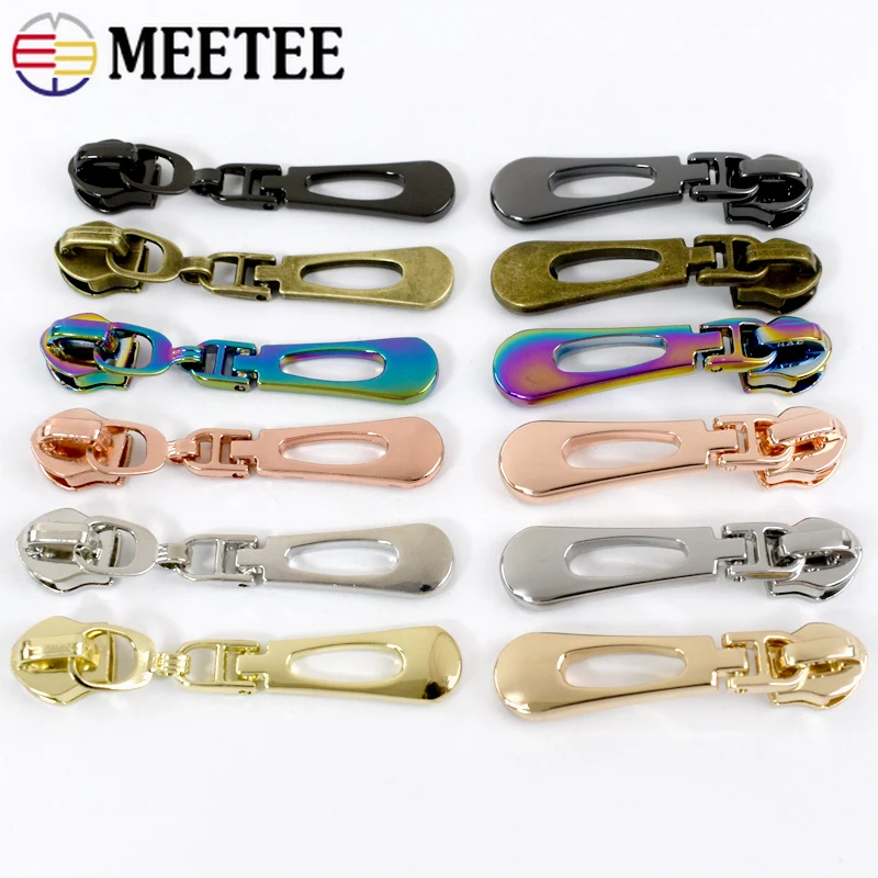 

10-50Pcs Meetee 5# Zipper Sliders for Nylon Zips Handbags Sewing Zippers Puller Head Repair Zip Closure Lcok Fix Pull Fittings