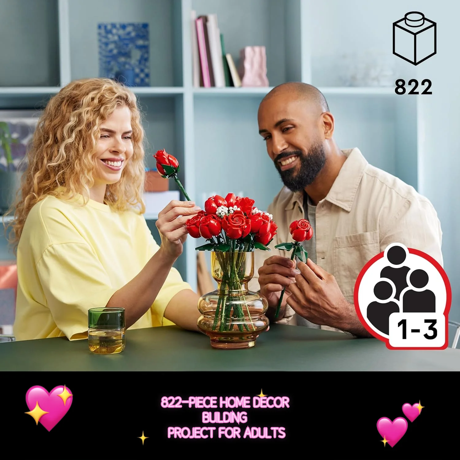 ارتفع اصطناعي السحلية زهرة برية بوعاء النبات لتقوم بها بنفسك اللبنات مجموعات ثلاثية الأبعاد الحب الأبدي زهرة نموذج ديكور المنزل مهرجان هدية #5