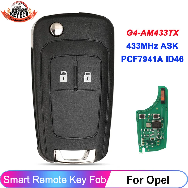 KEYECU G4-AM433TX 433MHz PCF7941A ID46 For Opel Vauxhall Meriva B Corsa D 2007 2008 2009 2010 2011 2012 2013 2014 Remote Key Fob