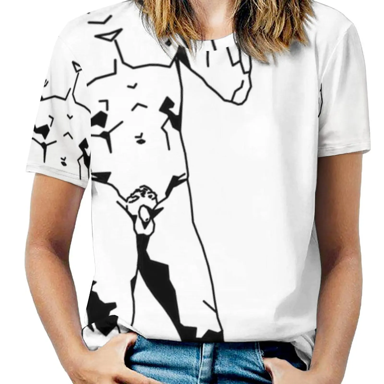 Statue Of David Fashion Print Women Ladies Girls T-Shirt Harajuku Round Neck Short Sleeve Tops & Tees Bearma David Michelangelo