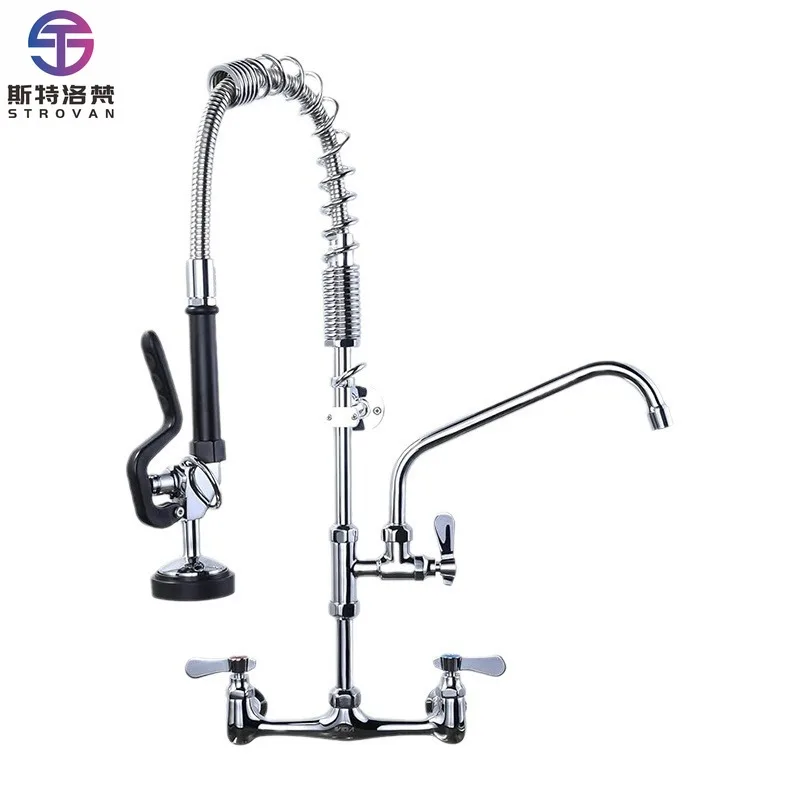 

High Quality Modern Design Commercial Kitchen Faucet Deck Mount Hot & Cold Sink Tap in Brass Flexible Feature Ceramic Valve Core