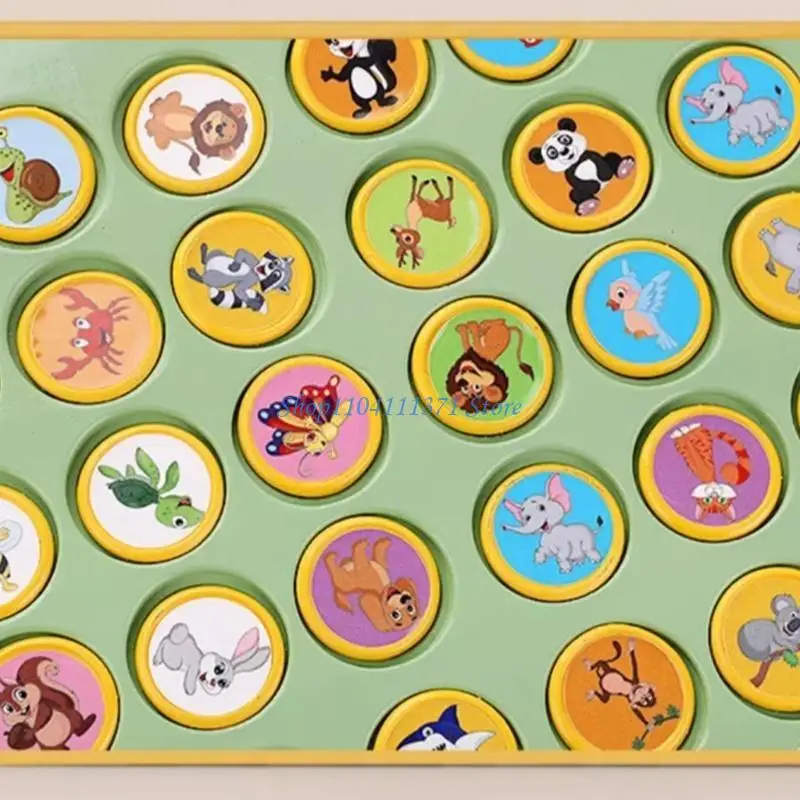 P9FC Animal Fruit Flipping Cognitive Memoria Cognitiva Juego tablero Padre-Hiñón Interactivo Memoria juguete Ajedrez a