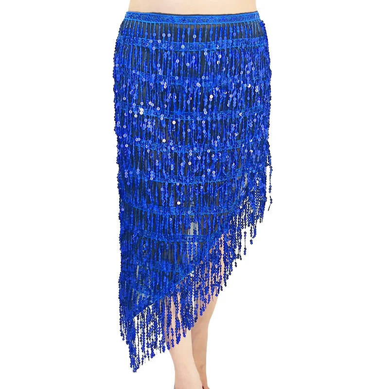 New Triangle Sequins Belly Dance Costumes Skirt Long Tassel Hip Scarf Festival Outfits Adult Women\'s Dance Wear Belt Accessories