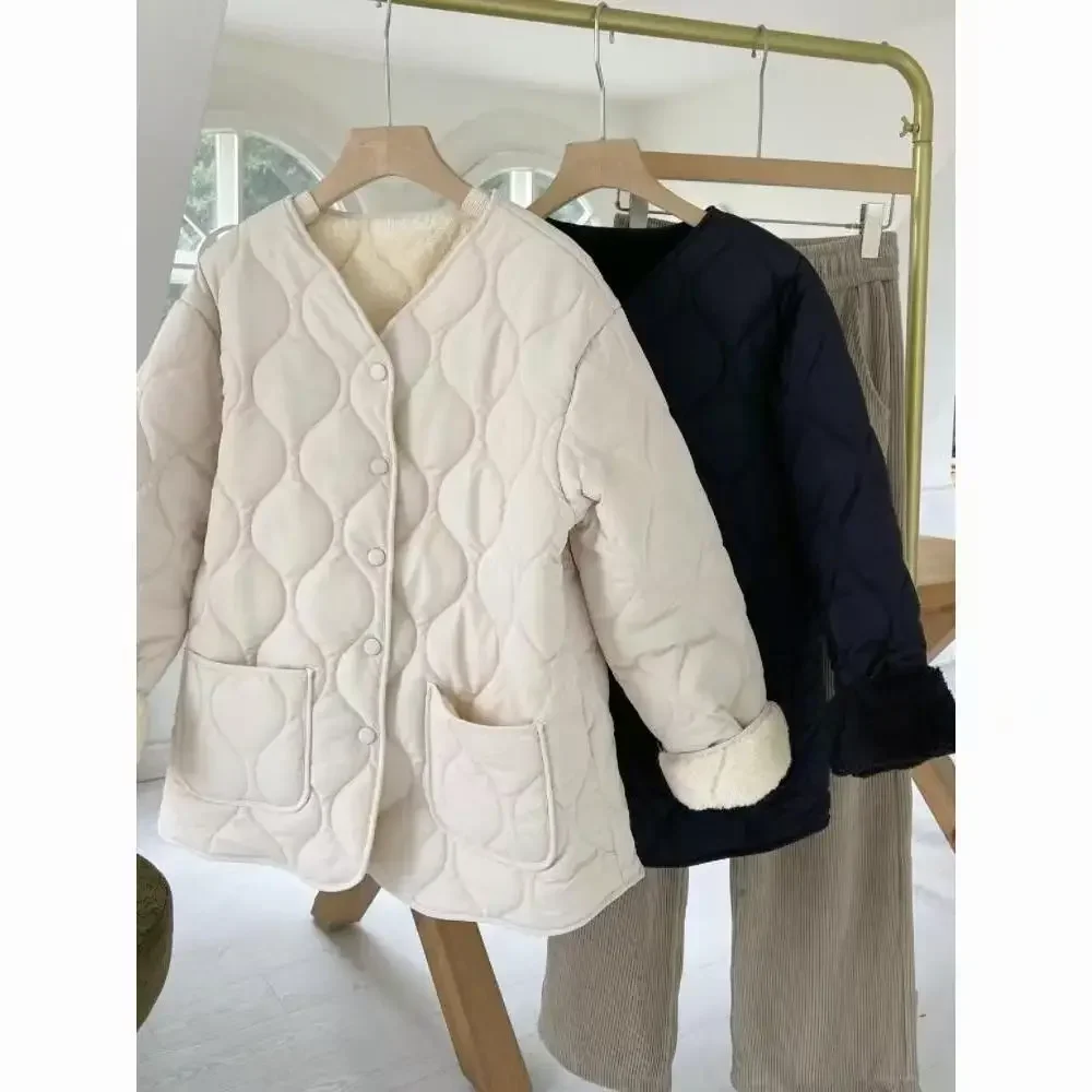 سترة نسائية جديدة لخريف وشتاء 2025 من القطن سترة قطنية فضفاضة للركاب واحدة الصدر #4