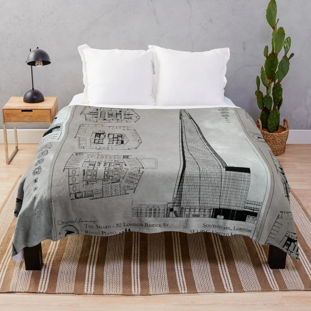 

The Shard Architecture Plans [A] Throw Blanket Plush Fuzzy Cozy Blanket for Couch Sofa