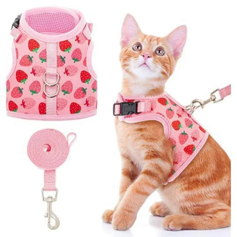 Breathable Cat Harness Collar Escape Proof Pet Harness and Leash Set Kitten Puppy Small Dogs Chest Vest No Pull Chihuahua