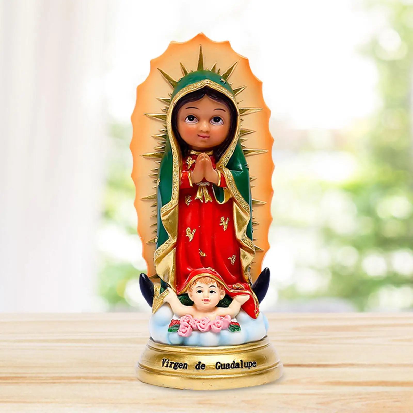 سيدة غوادالوبي تمثال تمثال ديني عيد الميلاد ديكور منضدية زخرفة هدية الكريسماس لقضاء عطلة الرف مكتب كونترتوب