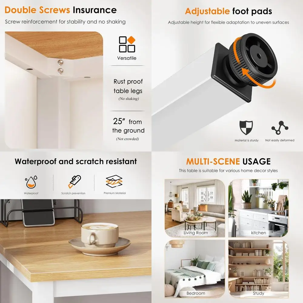 47 Medium Composite Wood Desk, Steady Home Office Workstation, Teak & White Legs, 1 Pack