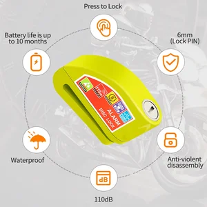 Alarm block for motorcycle, scooter, bicycle, disc brake, waterproof, anti -therap, aluminum alloy, safety brake lock, motorcycle accessories 6 Main Motorcycle Padlock Sales - №3