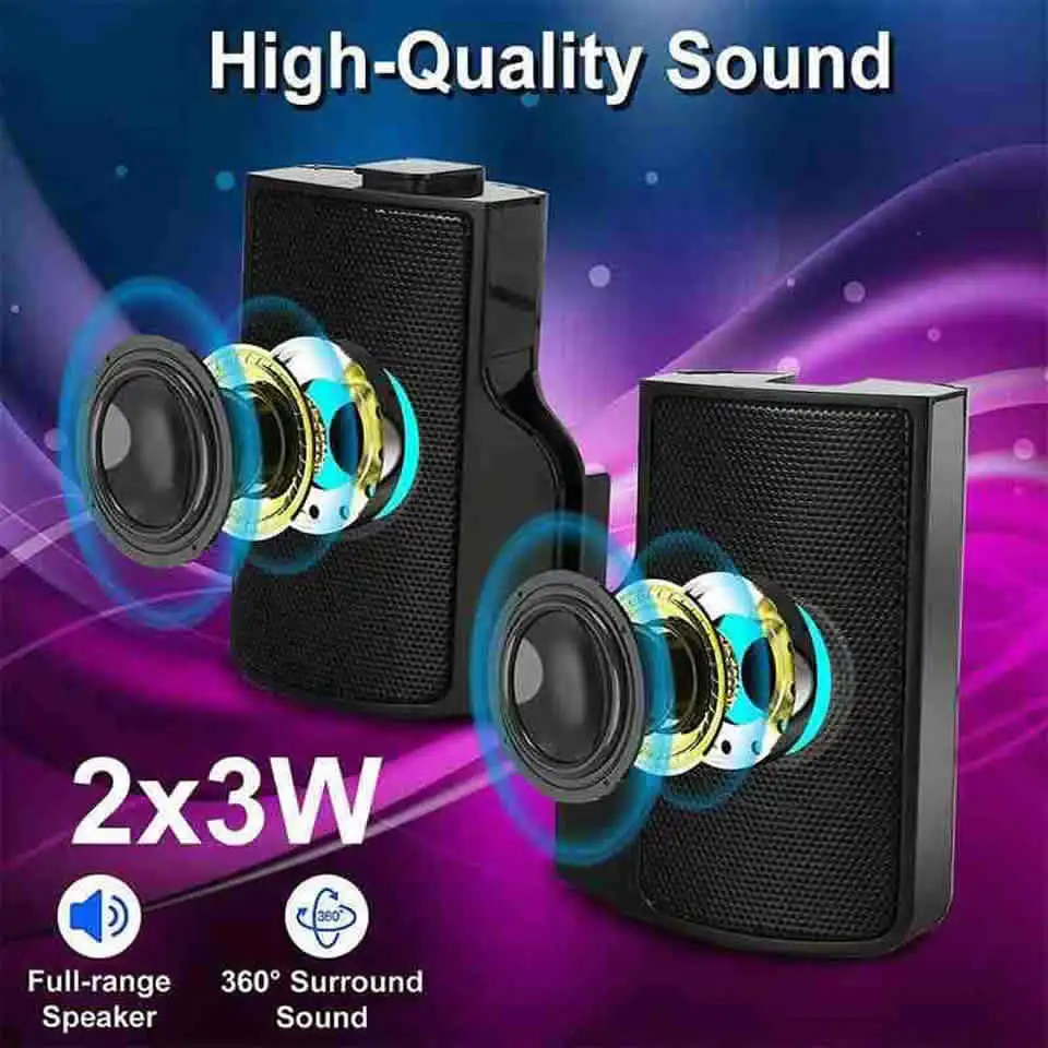 OUTMIX 1 Pair Mini Portable Clipon USB Stereo Speakers line Controller Soundbar for Laptop Mp3 Phone Music Player PC with Clip