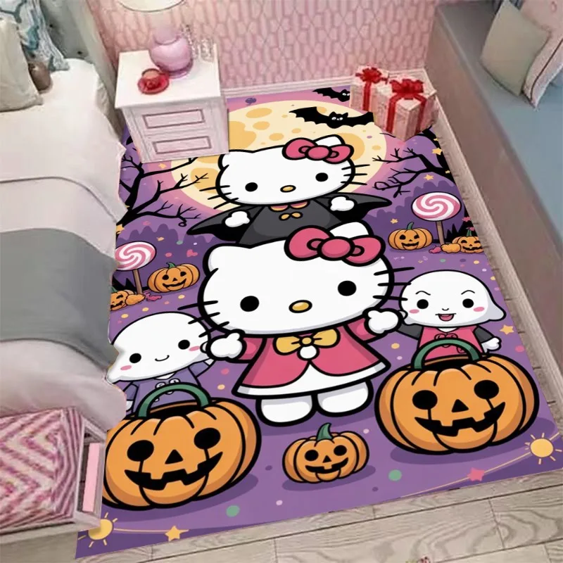 

Hello Kitty Flying Witch Red Bow Carpet Spooky Night Cartoon Cute Ghost Mat Bat Rug Home Decoration Kids Room Non-Slip Mat
