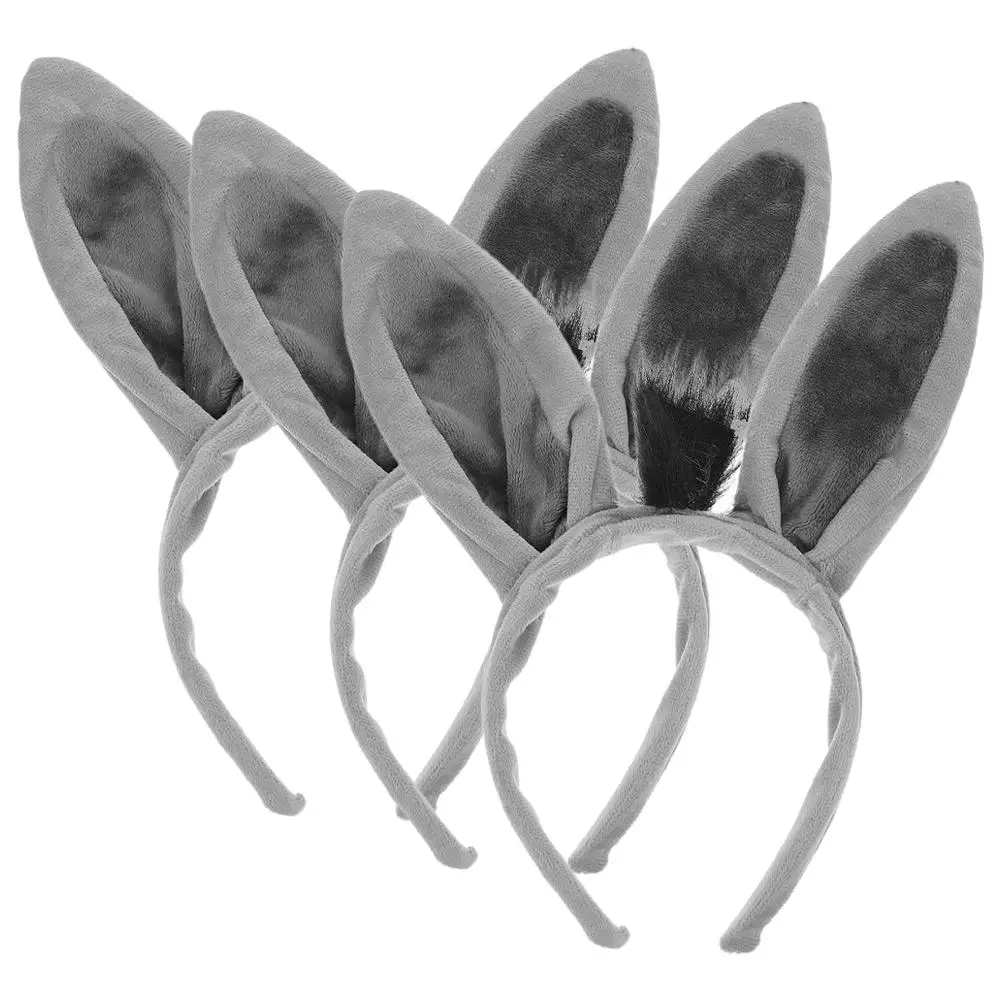 

3 Pcs Donkey Headband Animal Ears Hairband Gray Donkey Costume Accessory Party Kit Rabbit Hoop Cosplay Prop
