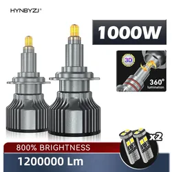 HYNBYZJ H7 LED Headlight Bulb 1000W 6000K 6 Side CSP Chip For LED Car Headlamp Auto Diode 360 Turbo LED 12V Automobile