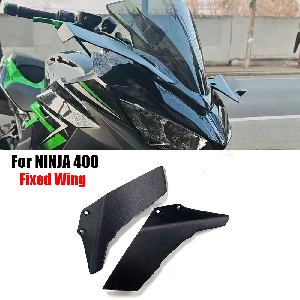 

For ninja 400 front fixed wing 2018-2023 For Kawasaki NINJA 400 motorcycle accessories black side wing spoiler airflow fairing