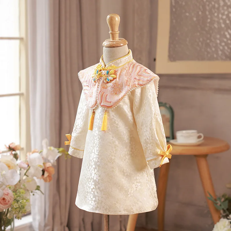 Vestido de celebración para niña, traje Tang Zhuazhou, corona de bebé, estilo chino