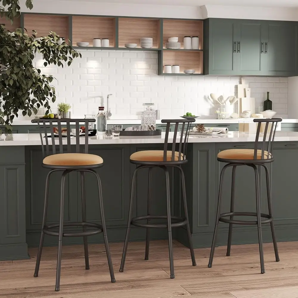 

Dining Barstool with 360-Degree Swivel, Comortable Cushioned Seat, and Sturdy Metal e or Kitchen, Dining Room, and Home Bar