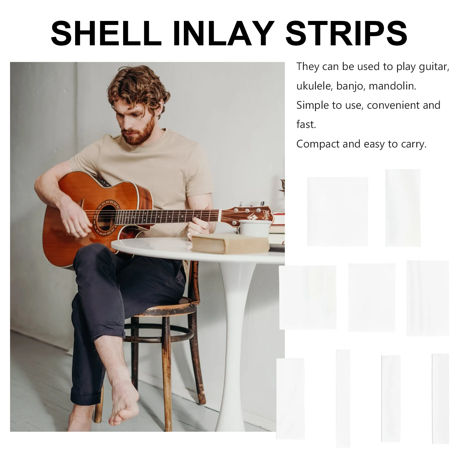 

Small Natural Shell Inlay Blocks Guitar Fretboard Parts For Mandolin Ukulele Decorative Replacement Accessories White
