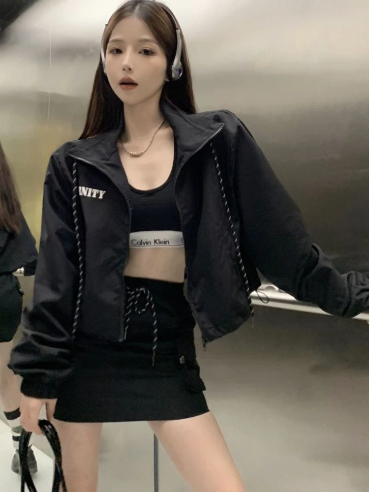 Zestawy damskie Cool Hotsweet Letter Cropped Jackets Bodycon Mini Skirts Simple Cargo Fashion Schoolgirls Korean Style New Ins