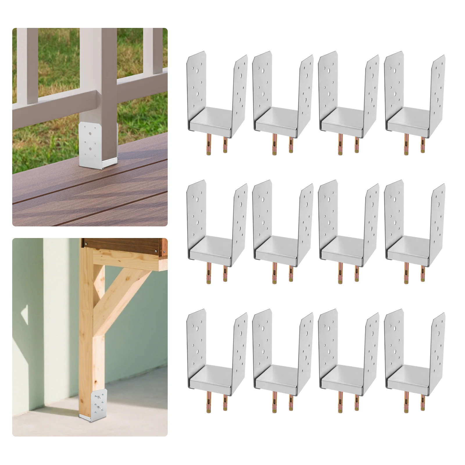 

Post Base 12PCS Post Anchor Brackets Adjustable Post Base