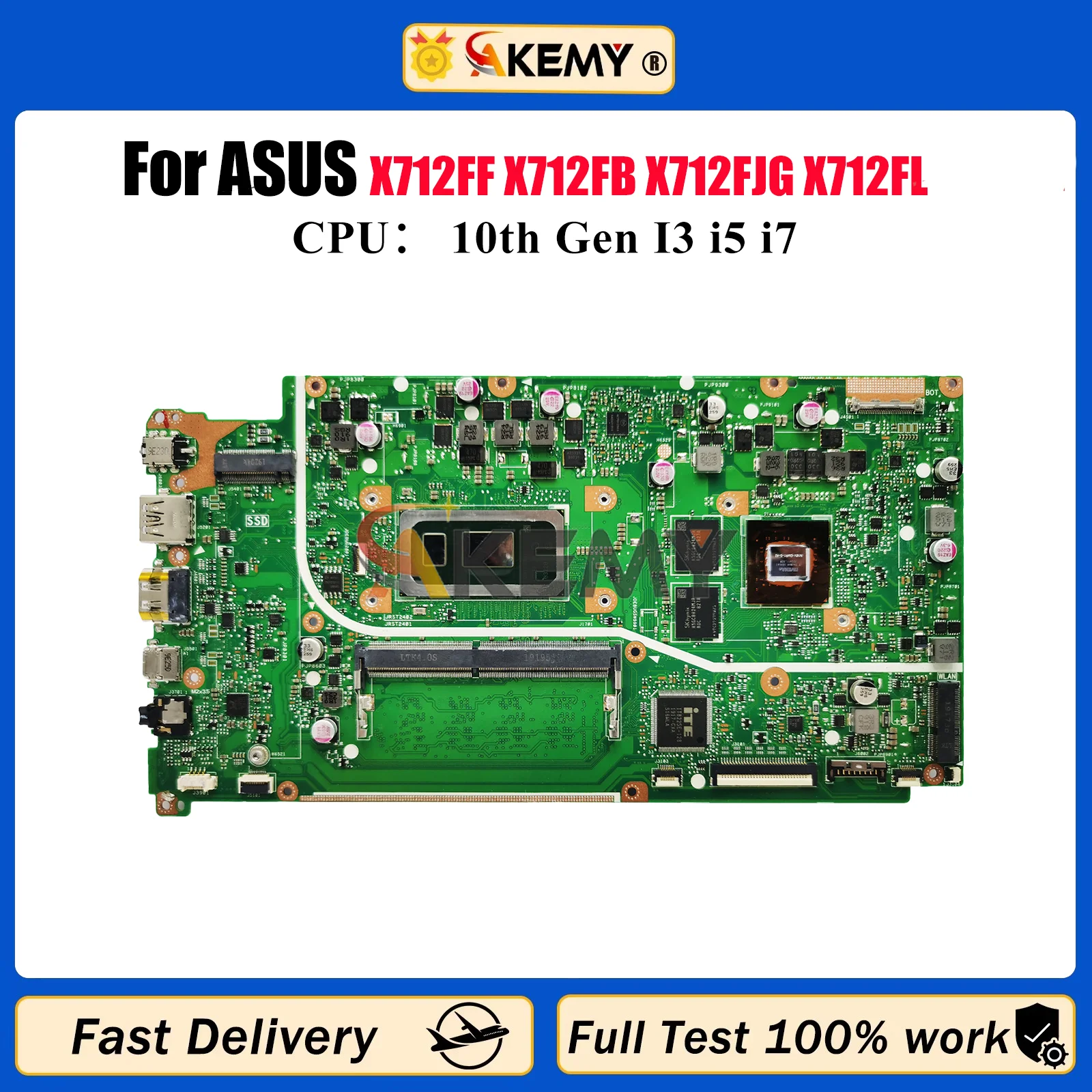

X712FF Материнская плата для ноутбука ASUS X712F F712F K712F V712F S712F A712F X712FF X712FB X712FJ X712FLC Материнская плата 10-го поколения I3 i5 i7