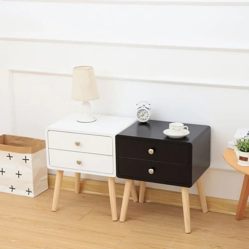 Nordic Style Bedside Table Two Drawers Modern Simplicity Magazine Cabinet Storage Organizer Bedroom Furniture