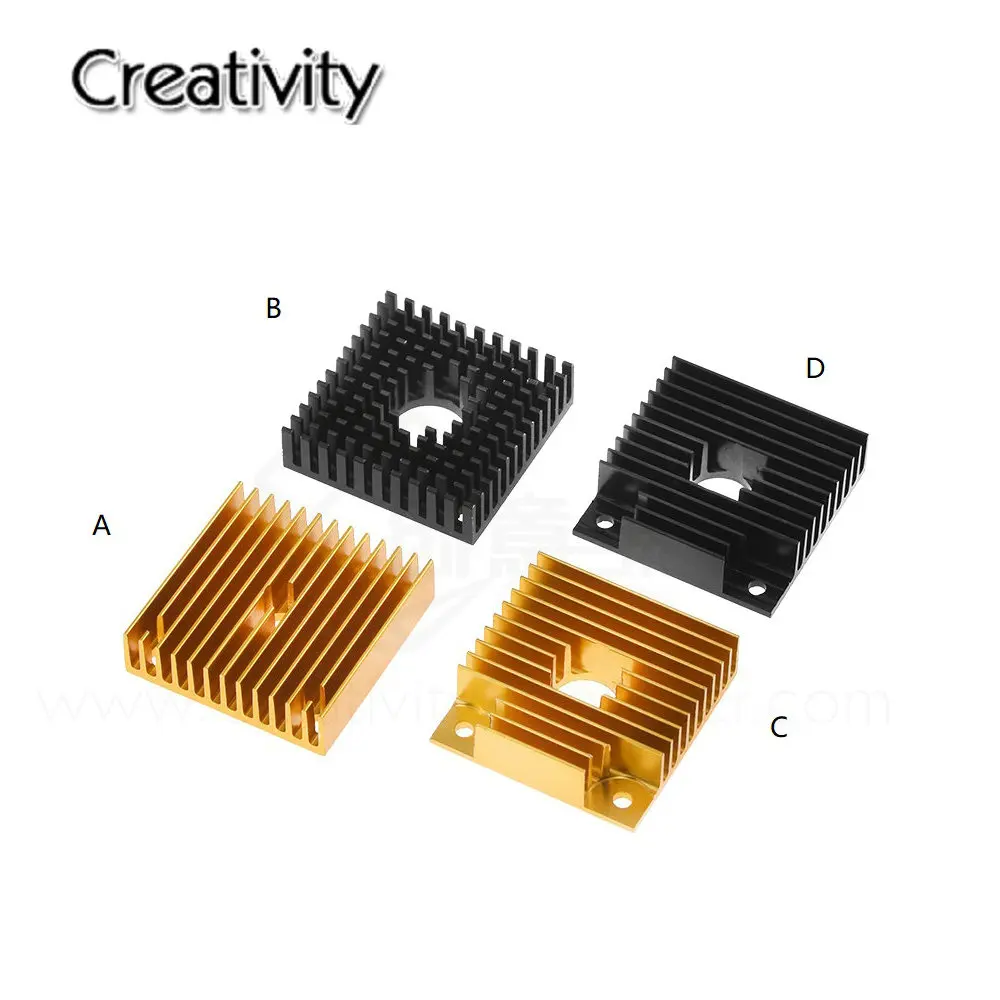 Dissipador de calor para motor de alumínio, impressora 3d, radiador dourado preto 40x40x10mm para motor de passo 42 mk7/mk8, extrusora, dissipador de calor