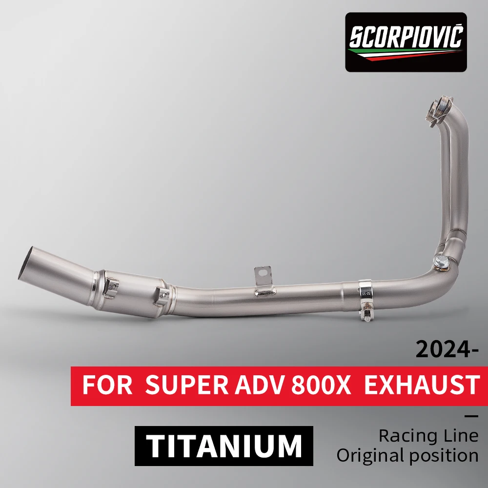 For KOVE 800X SUPER ADVENTURE 2024--- Slip On Motorcycle Exhaust System Titanium Alloy Header Pipe Complete Modified Kit