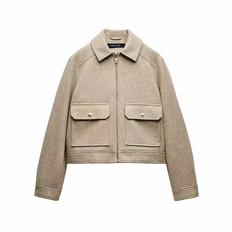 Autunno 2024 Cappotto Jaet morbido da donna Design con cerniera decorato Versatile caldo vestibilità ampia da donna Faion ort Capispalla