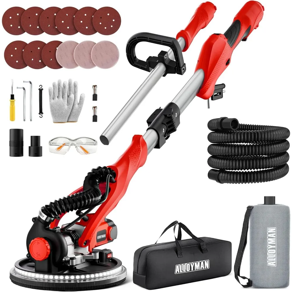 

Drywall Sander, 1050W Electric Wall Sander with Vacuum Dust Collection, 2100RPM with 7 Variable Speed, Foldable & Extendable Ha