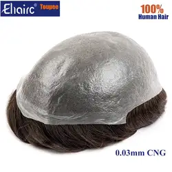 Permier Male Hair Prosthesis Ultra-Thin 0.03mm Skin Men's capillary prothesis Toupee Men Wigs For Man Wig 100% Human Hair System