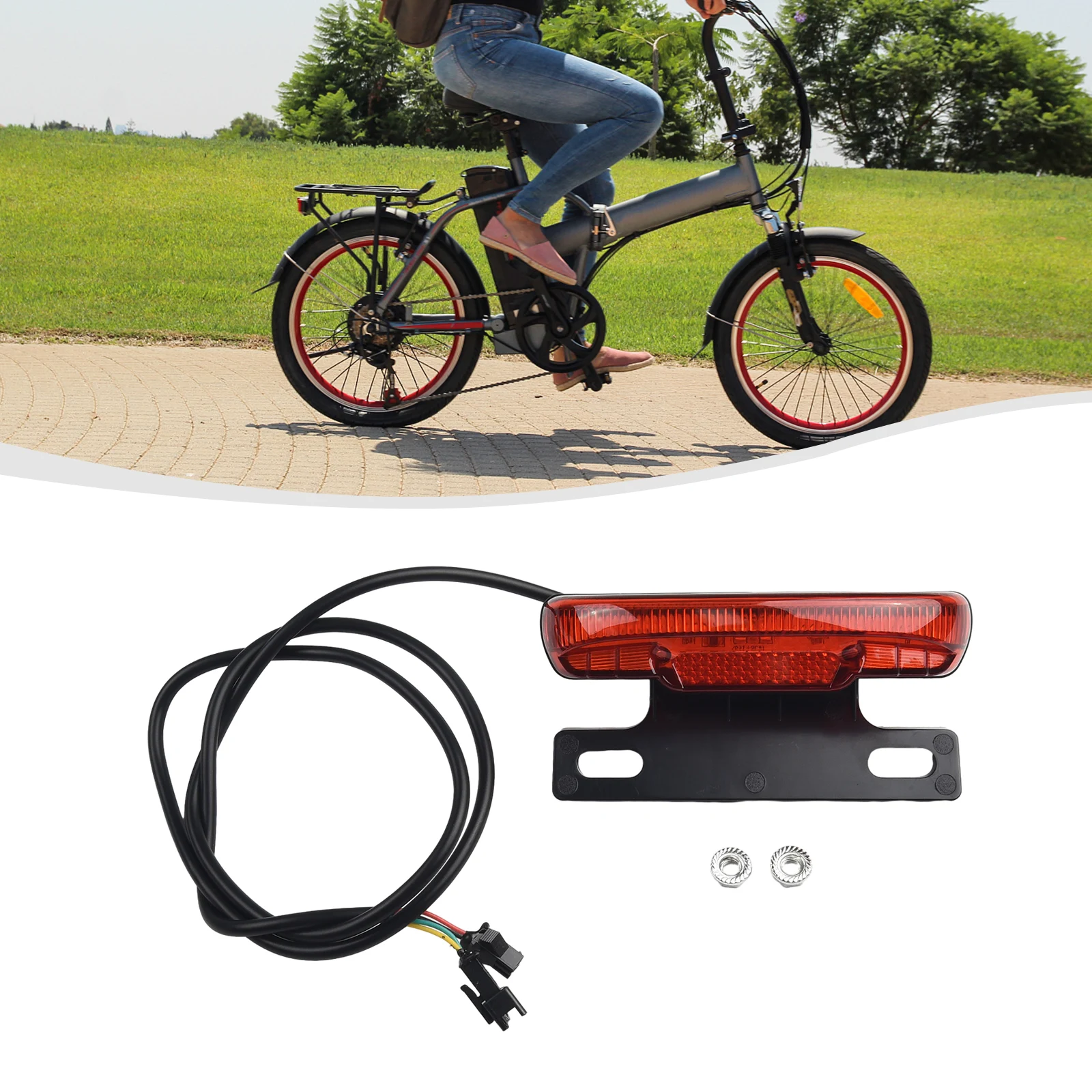 36V-60V Ebike Rear Light/Tail Light LED SM Connector Night Riding Warning Equipment Rear Lamp For Electric Bicycle