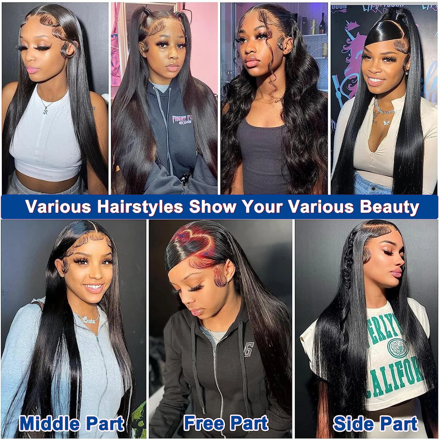 Silk Straight 13x4 Lace Frontal Wigs Human Hair Pre Plucked Transparent Lace Front Human Hair Wig 220% Density Wigs For Women