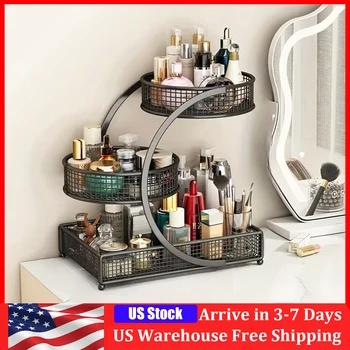 1PC Makeup Storage Rack Cosmetic Organizer Metal Organizing Box Multi-layer Skincare Lightweight No-Installation Home Storage 1
