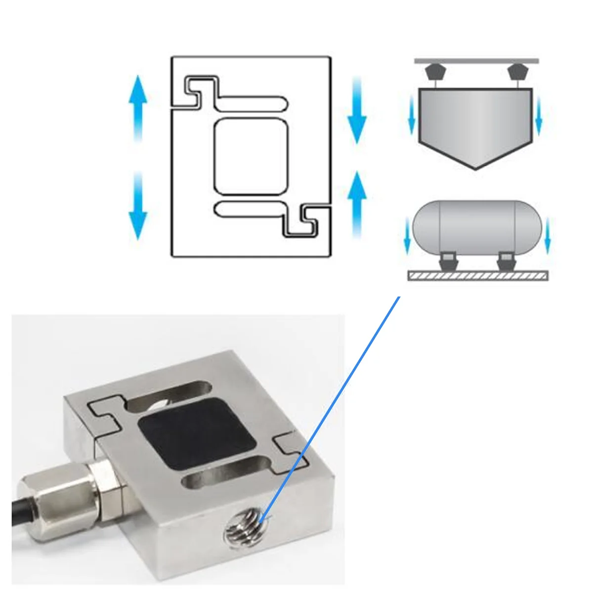 Célula de carga de tensión tipo S, Sensor de fuerza de compresión extensible de 10 ~ 2000n, Sensor de fuerza de pesaje de acero inoxidable 10N 20N 30N 50N 100N