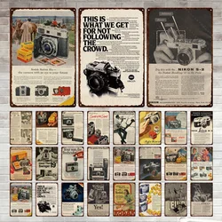 Retro Poster Newspaper Camera Metal Plate Shabby Plaque Vintage Tin Signs Wall Decor Artwork For Man Cave Bar Club Decoration