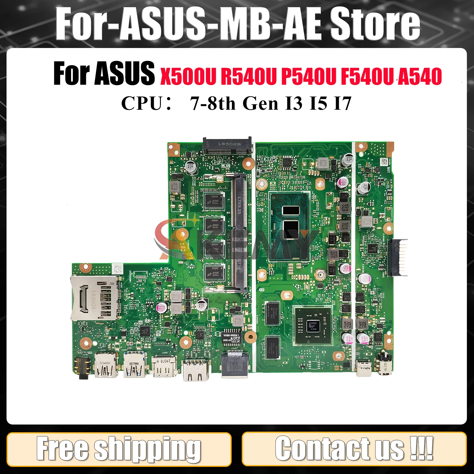 X540UP Laptop Moederbord Voor ASUS F540U P540U X500U X540U R540U X540UP K540U X540UPR A540U Moederbord Met I3 I5 I7 CPU testen OK