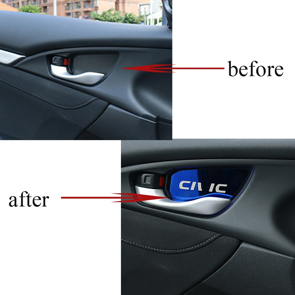 Porta do carro tigela decorado Patch Handle Protector Capa, Acessórios de etiqueta, Honda Civic 2016, 2017, 2018, 2019, 2020, 2021, 2022, 2023